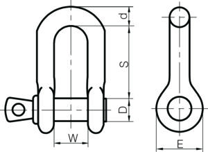 Galvanised Large Dee Shackles to BS 3032 1958 with Type A Pins