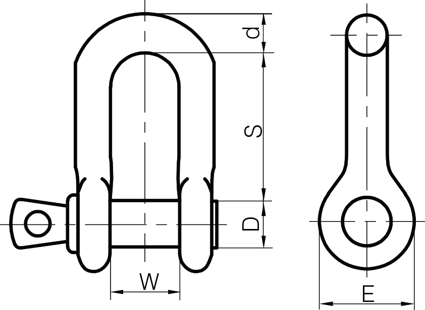 Galvanised Large Dee Shackles to BS 3032 1958 with Type A Pins