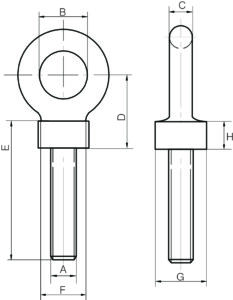Long Shank Dynamo Eyebolts - BSW Thread