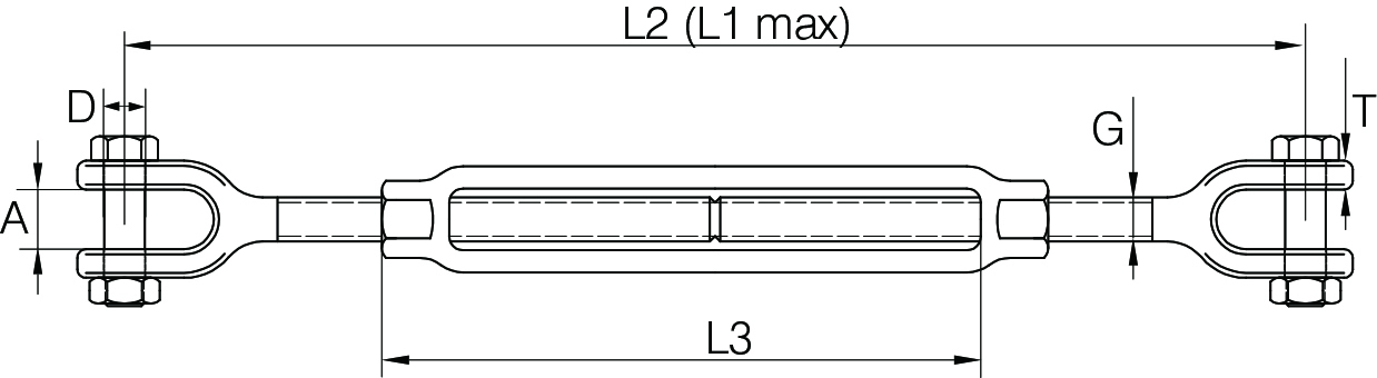 Open body turnbuckles Jaw Jaw