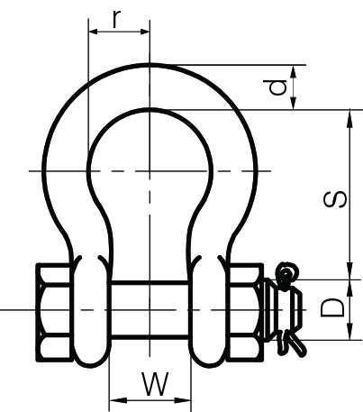 Upset Forged Screw Pin Bow Shackle US Federal Specification RR-C-271D IV