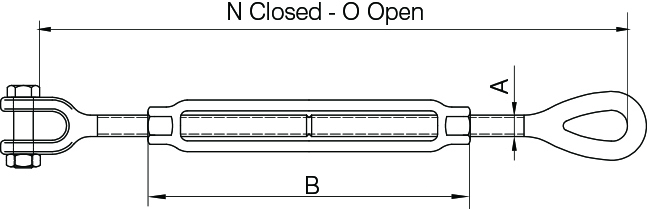 Eye & Eye Galvanised Turnbuckles US Federal Specification FF-T-791 B